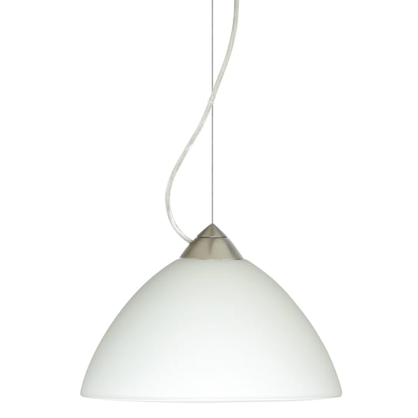 Besa Lighting Tessa Cord Pendant, White, Satin Nickel Finish, 1x9W LED 1KX-420107-LED-SN - main